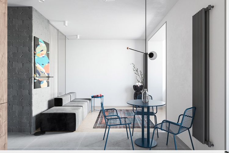 明亮的蓝和丰富的绿色元素：55平简约小公寓设计